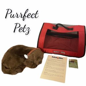 Purrfect Petz Vintage Toys Plush Dog Lab Labrador Retriever Pet Carrier Bundle